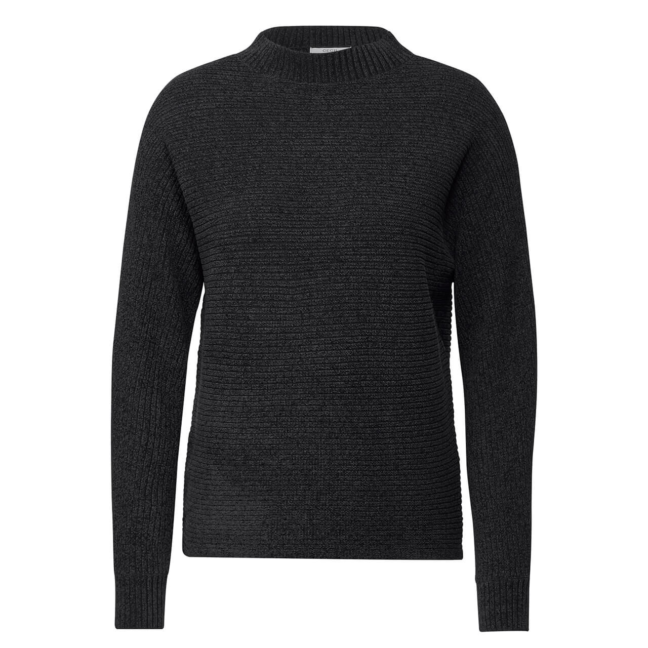 Cecil Damen Pullover Chenille Dolman deep charcoal grey 