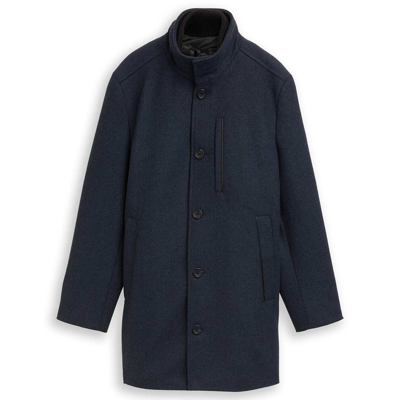 Tom Tailor Herren Mantel Wool Coat 2 in 1 blue small herringbone