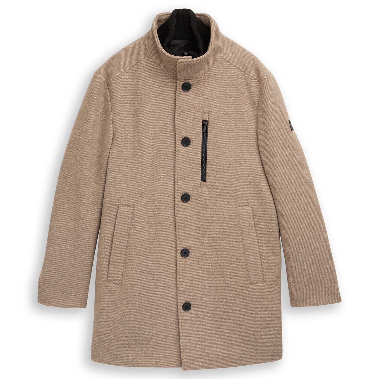 Tom Tailor Herren Mantel Wool Coat 2 in 1 mid beige melange twill