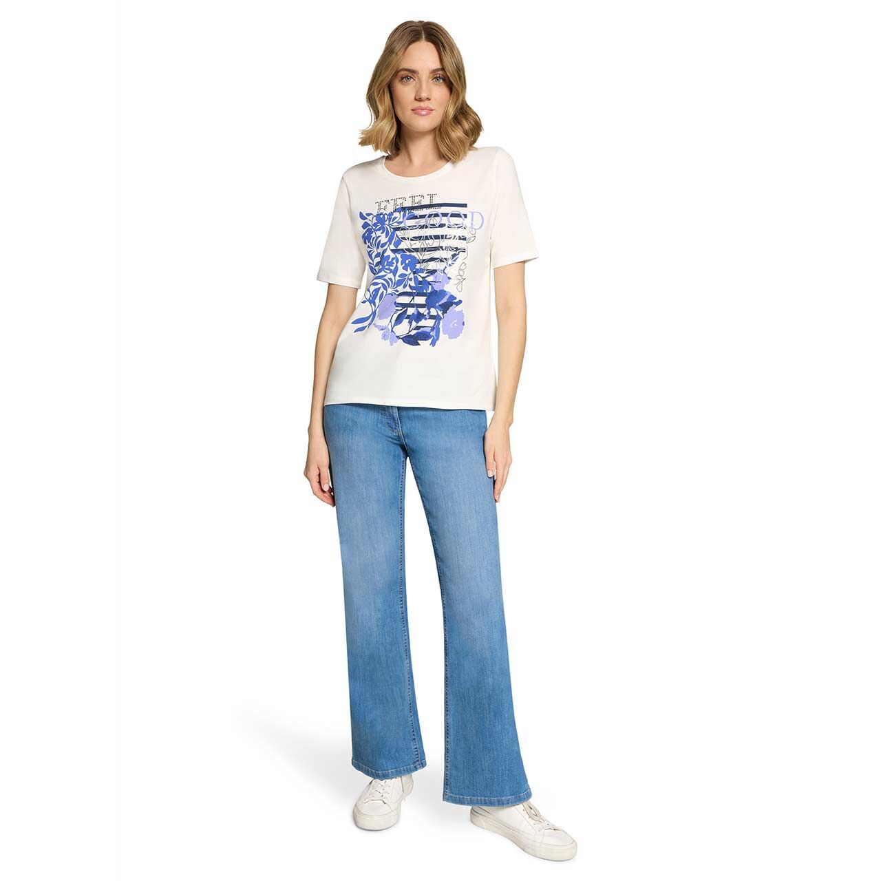 Damen T-Shirt von Betty Barclay in Cremeweiß mit Print, Ganzkörperansicht