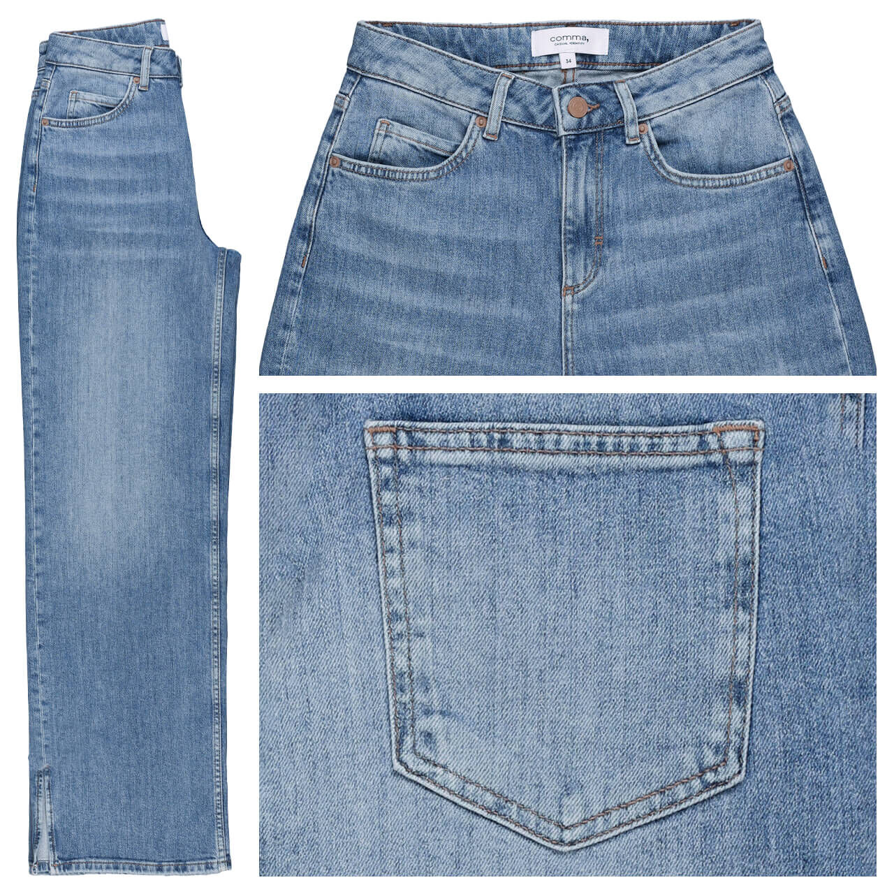 Comma Wideleg Damen Jeans blue denim used Comma Wideleg Damen Jeans blue denim used