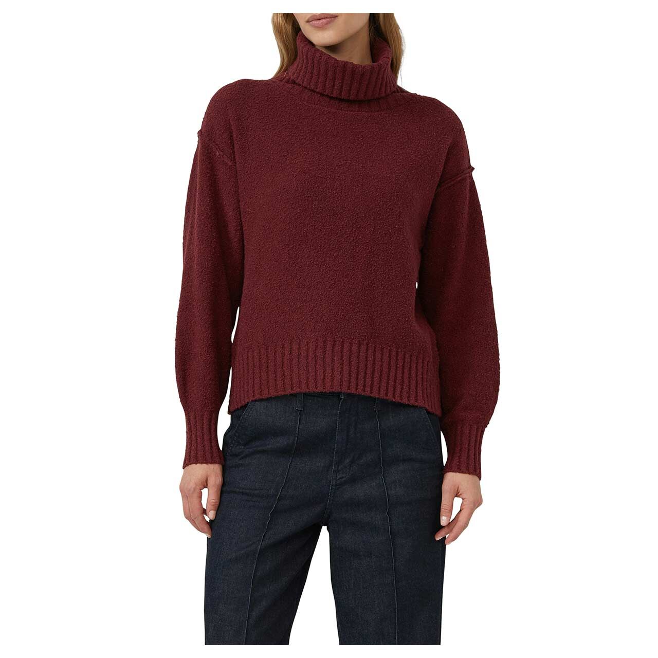 s.Oliver Damen Rollkragen Pullover in Burgunderrot, Vorderansicht am Model