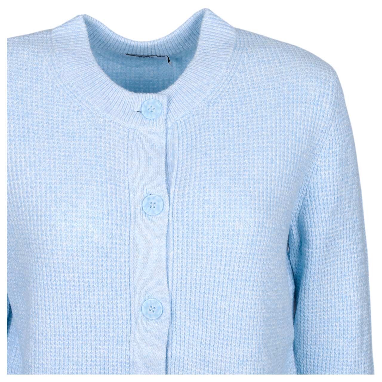 Damen Strickjacke Structured Cosy Cardigan von Cecil in Hellblau meliert, Detailansicht Ausschnitt vorne