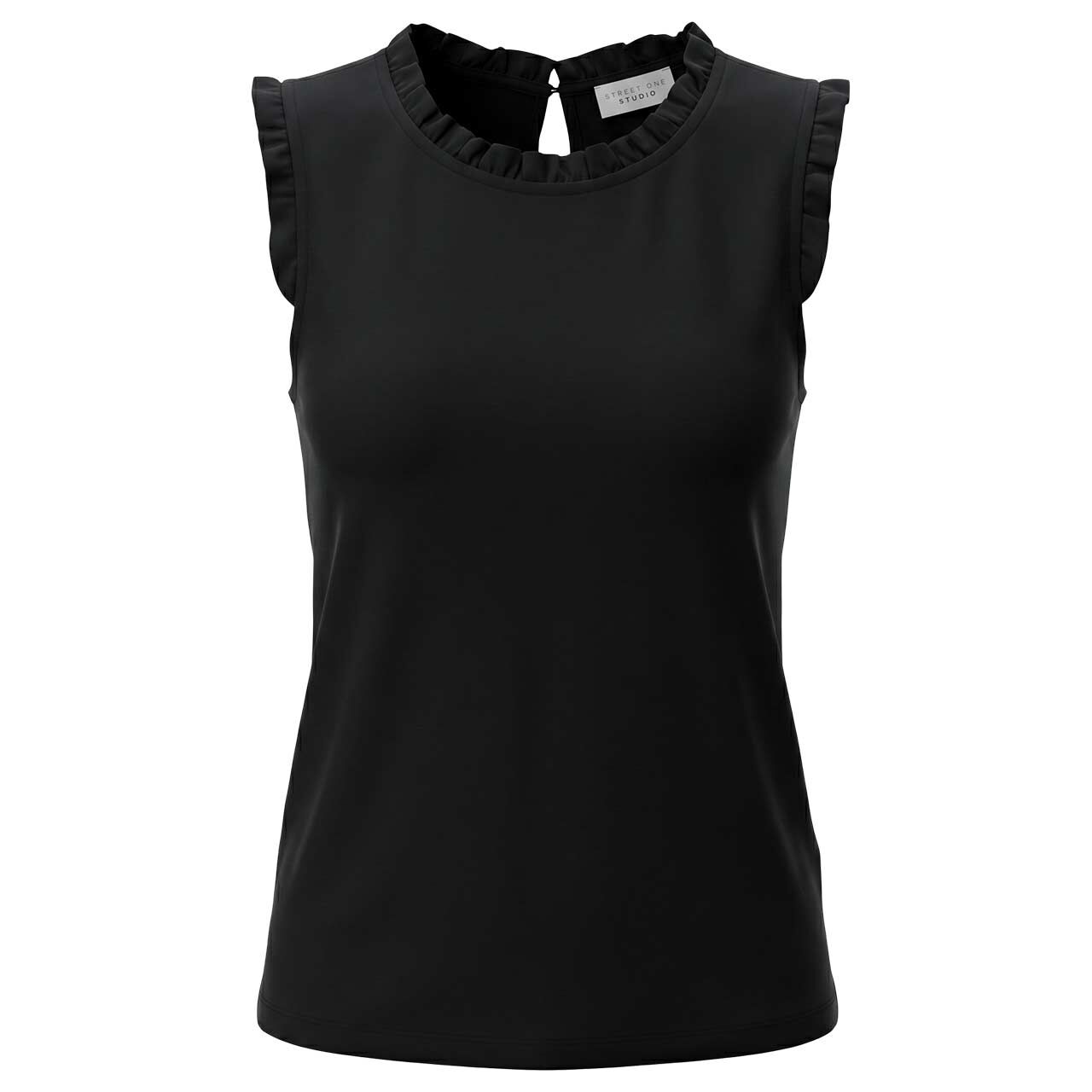 Street One Studio Damen Top Frill Neck black