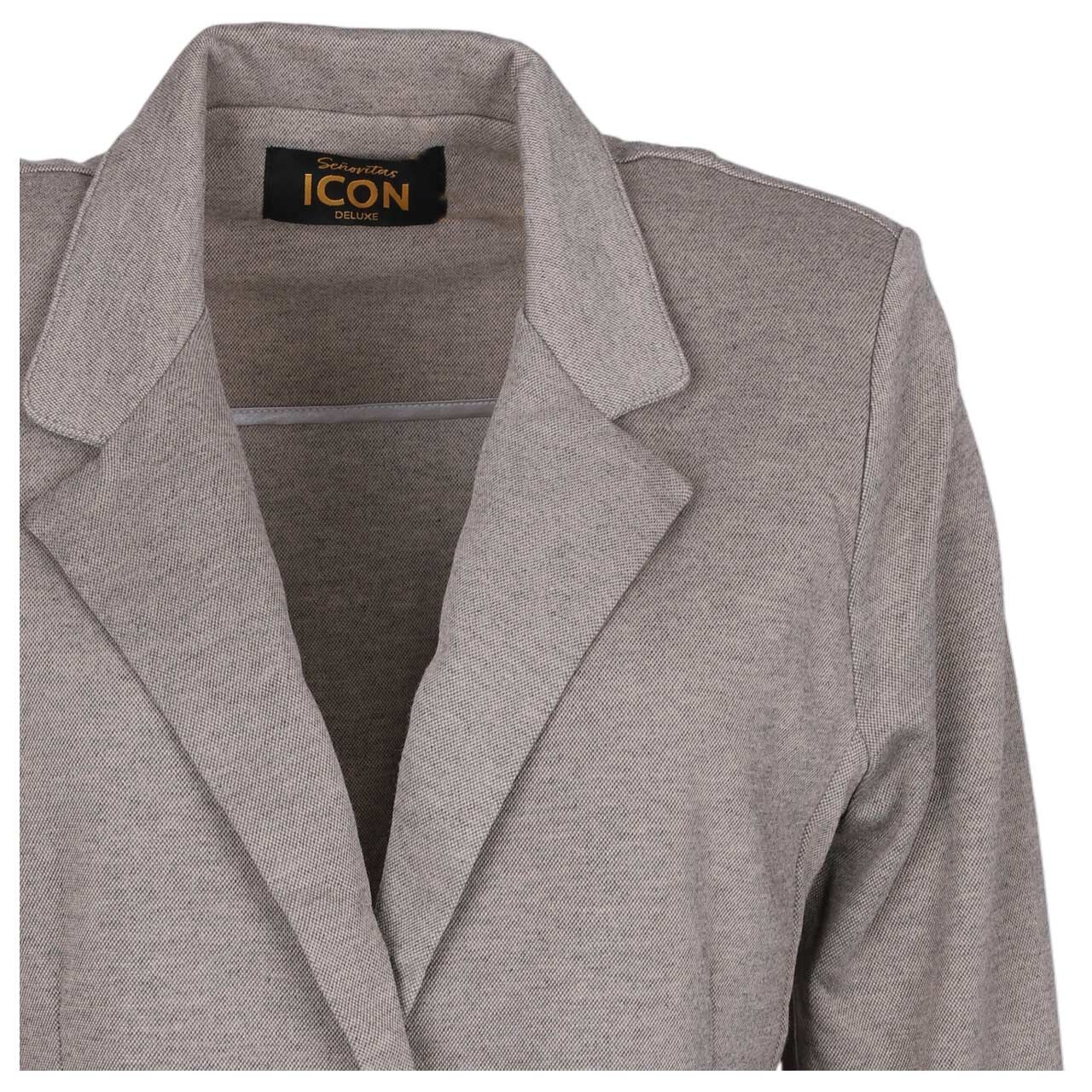 Damen Blazer von Senoritas Icon in Greige meliert, Detailansicht vorne
