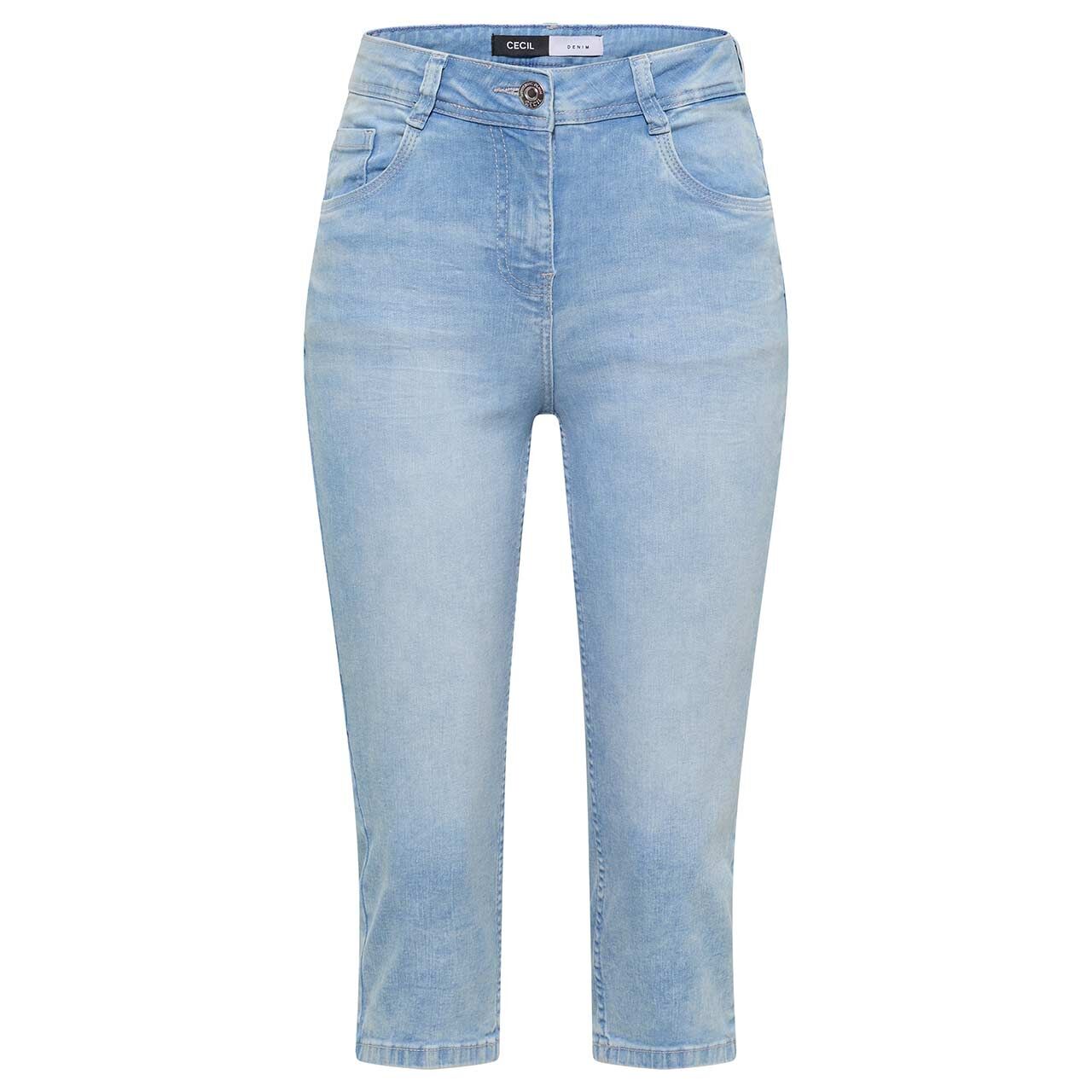 Cecil Toronto Capri 3/4 Jeans light blue random bleached