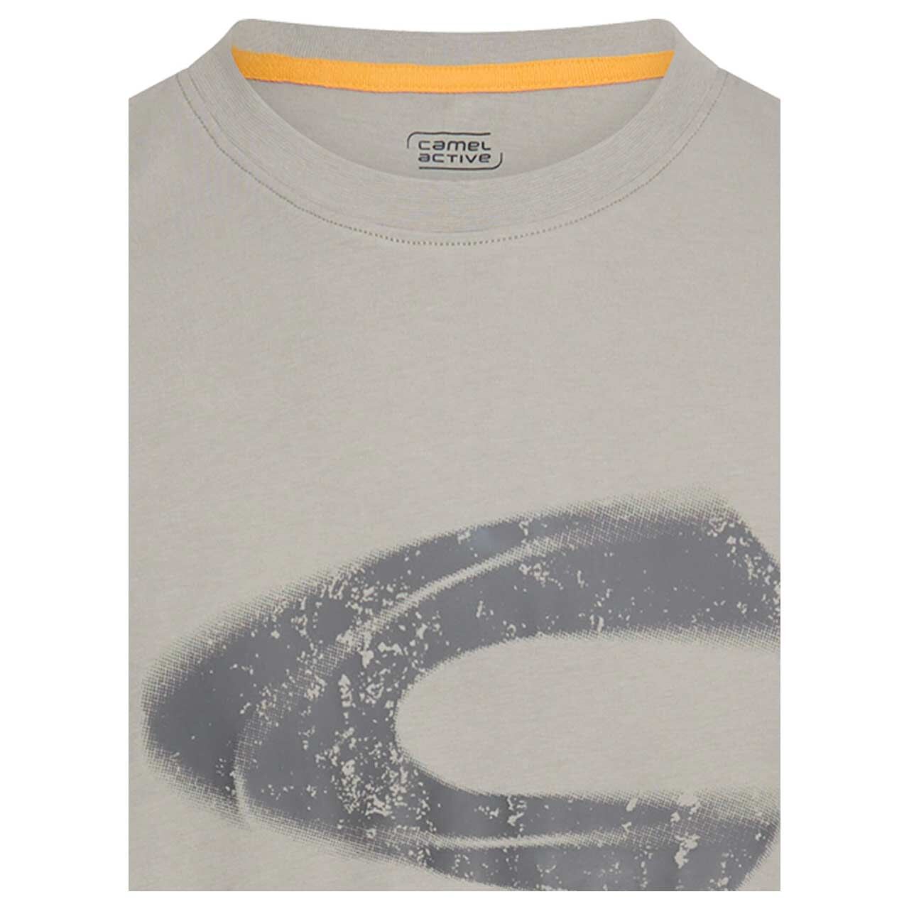 Herren T-Shirt von Camel active in Hellgrau mit Print, detaillierte Vorderansicht