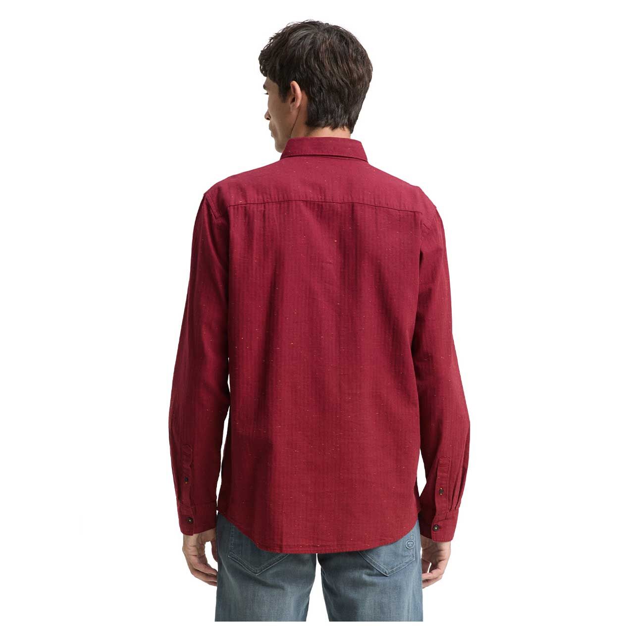Herren Hemd von Tom Tailor in Rot meliert, Rückansicht am Model