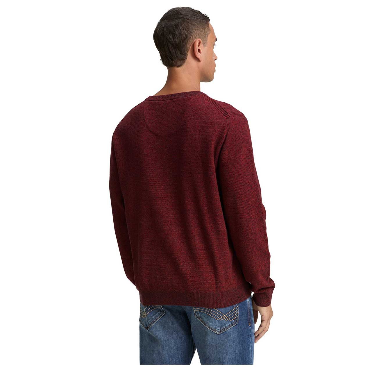 Herren Pullover Structured Crewneck Knit von Tom Tailor in Rot meliert, Rückansicht am Model