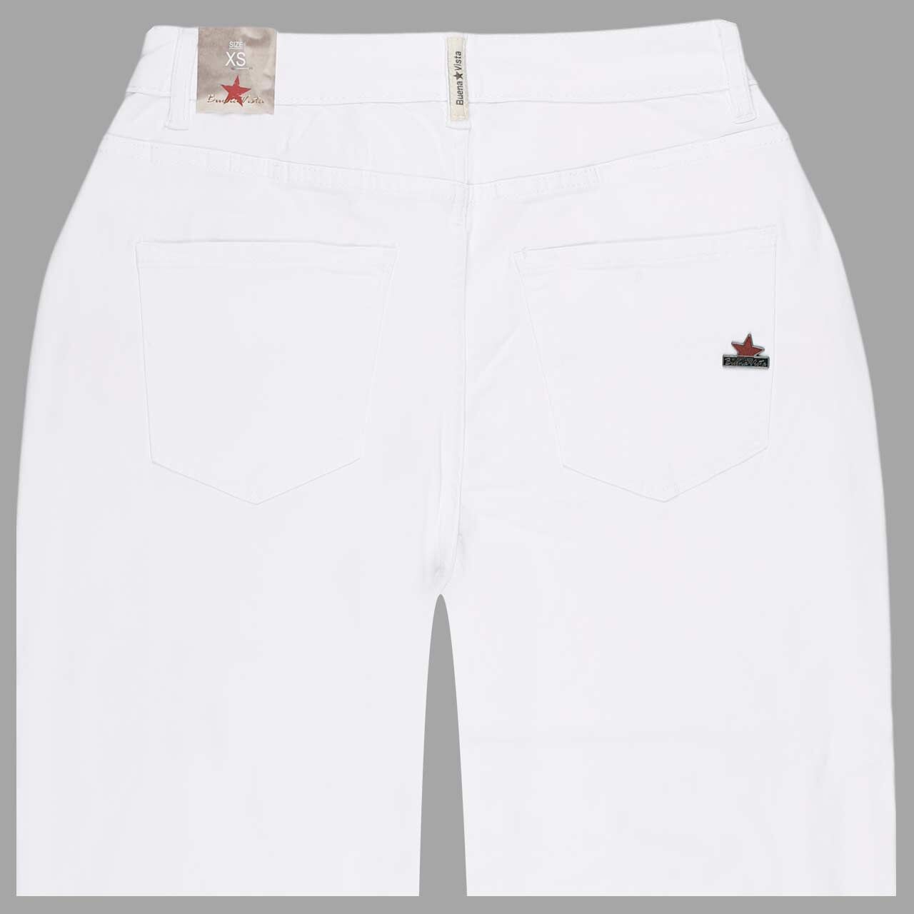 Damen Baumwollhose Wide Leg Stretch Summer Twill von Buena Vista in Weiß, detaillierte Rückansicht