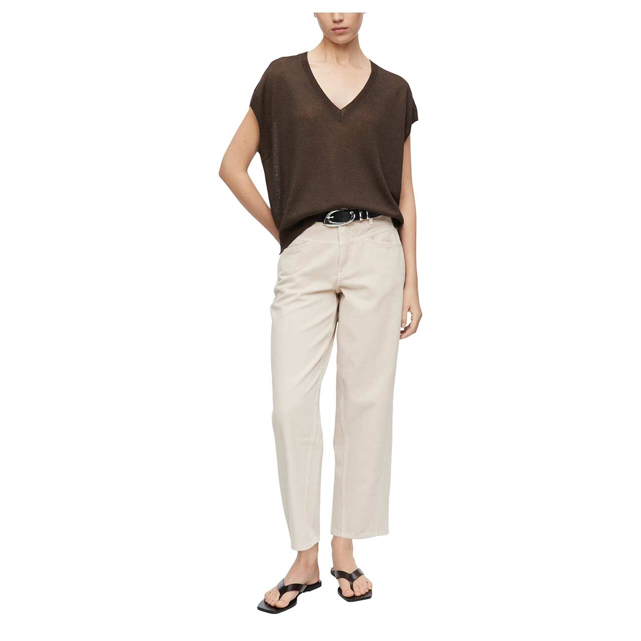 Damen 7/8 Jeans Liv Barrel von Comma in Beige, Ganzkörperansicht am Model