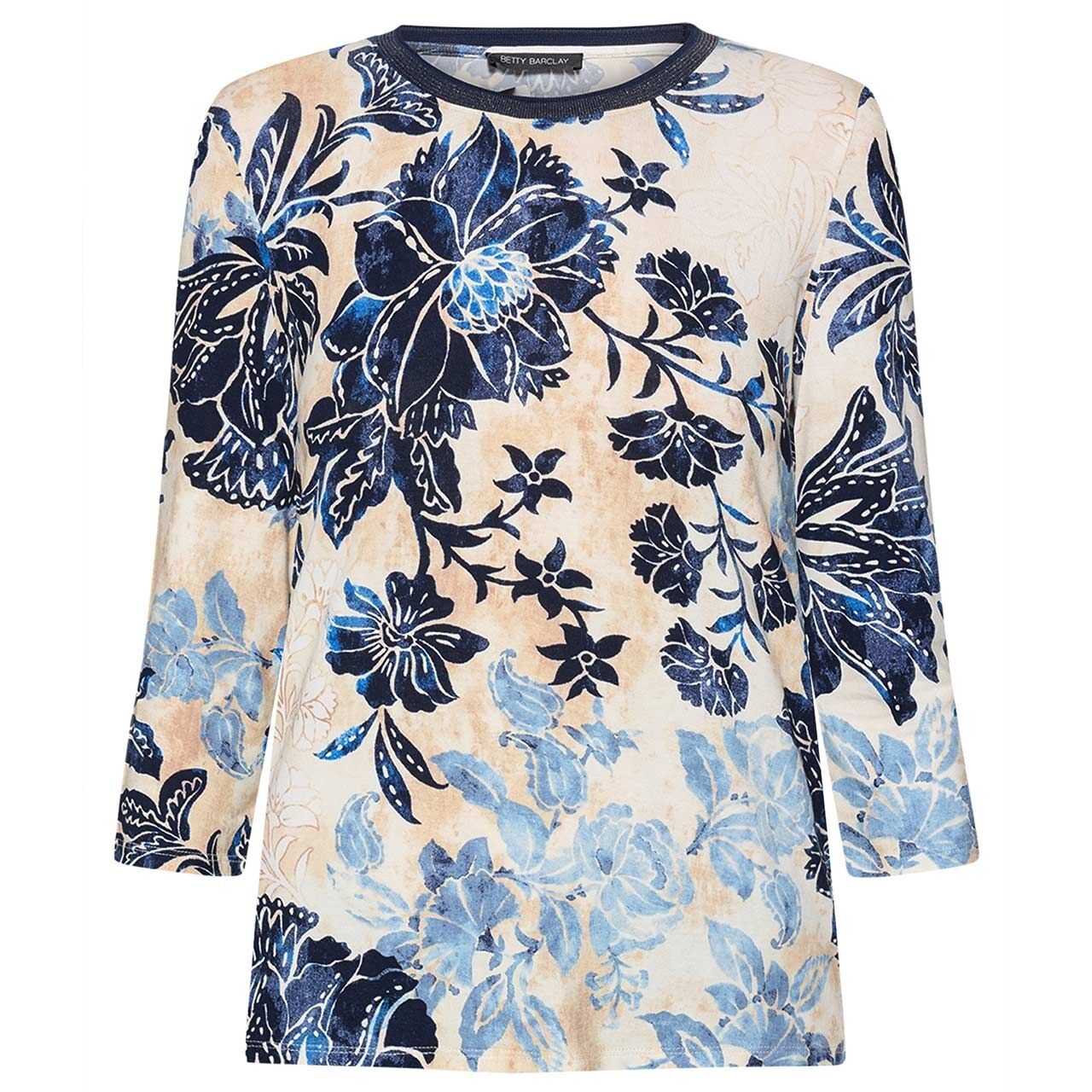 Betty Barclay 3/4 Arm Shirt beige blue floral print