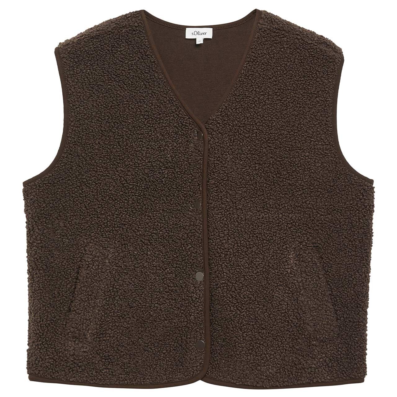 s.Oliver Damen Teddy Weste bitter chocolate