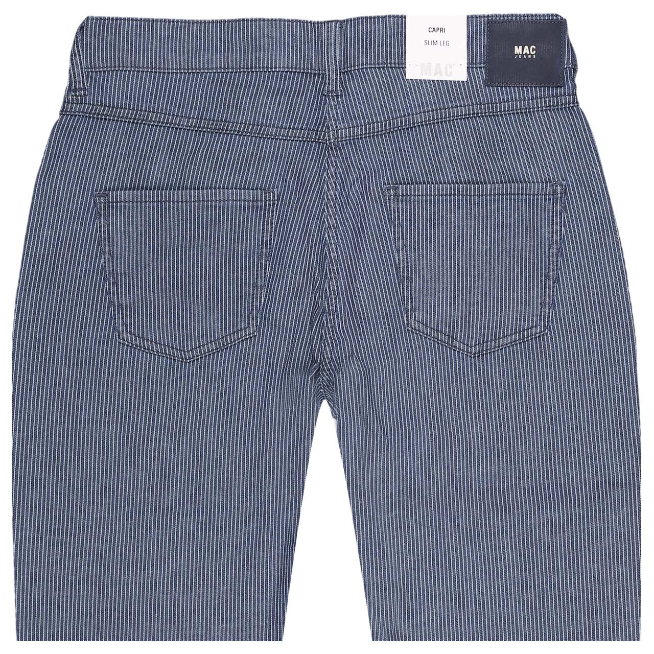 Damen 3/4 Jeans Capri von MAC in Dunkelblau gestreift, detaillierte Rückansicht