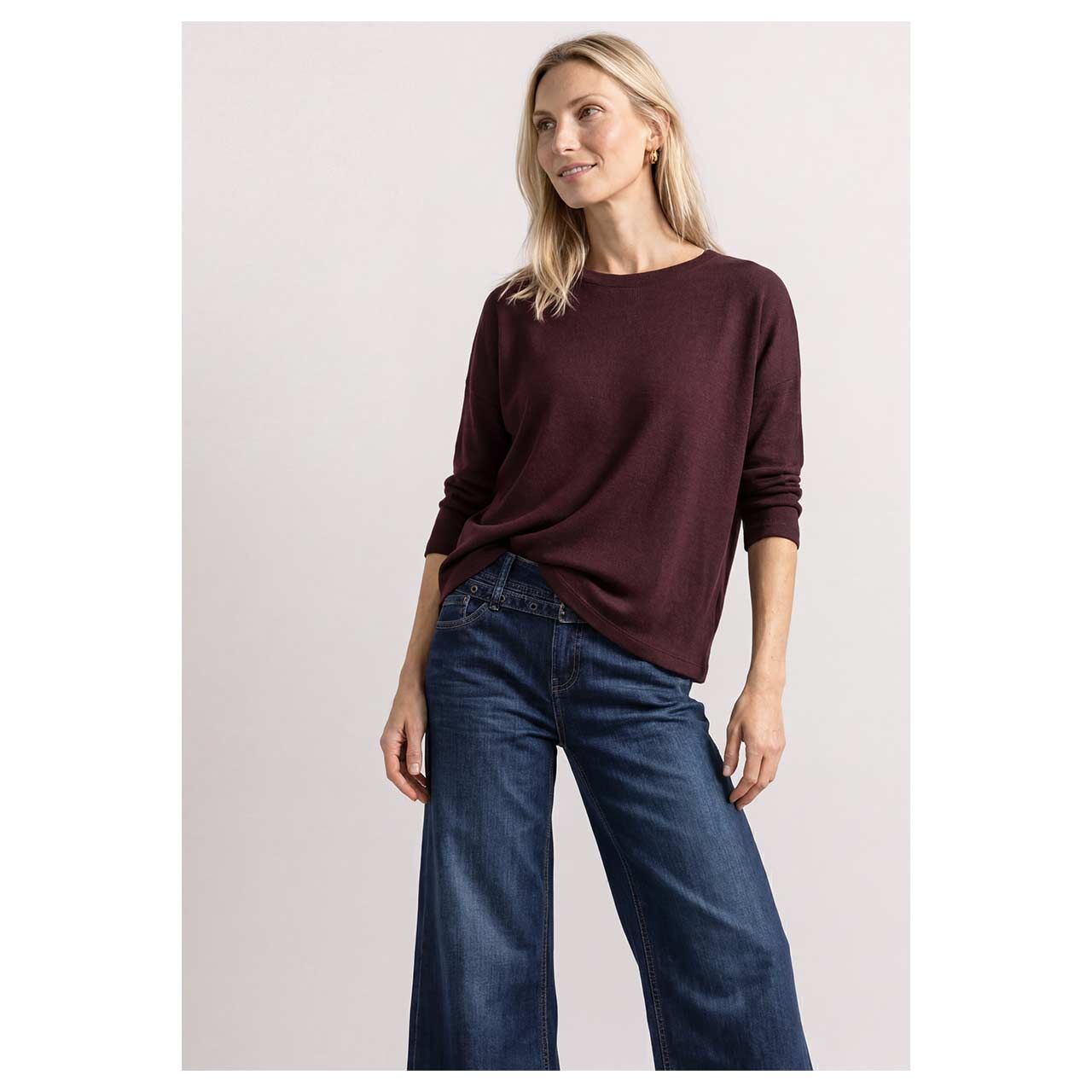 Street One Damen 3/4 Arm Pullover in Lila, Vorderansicht Model
