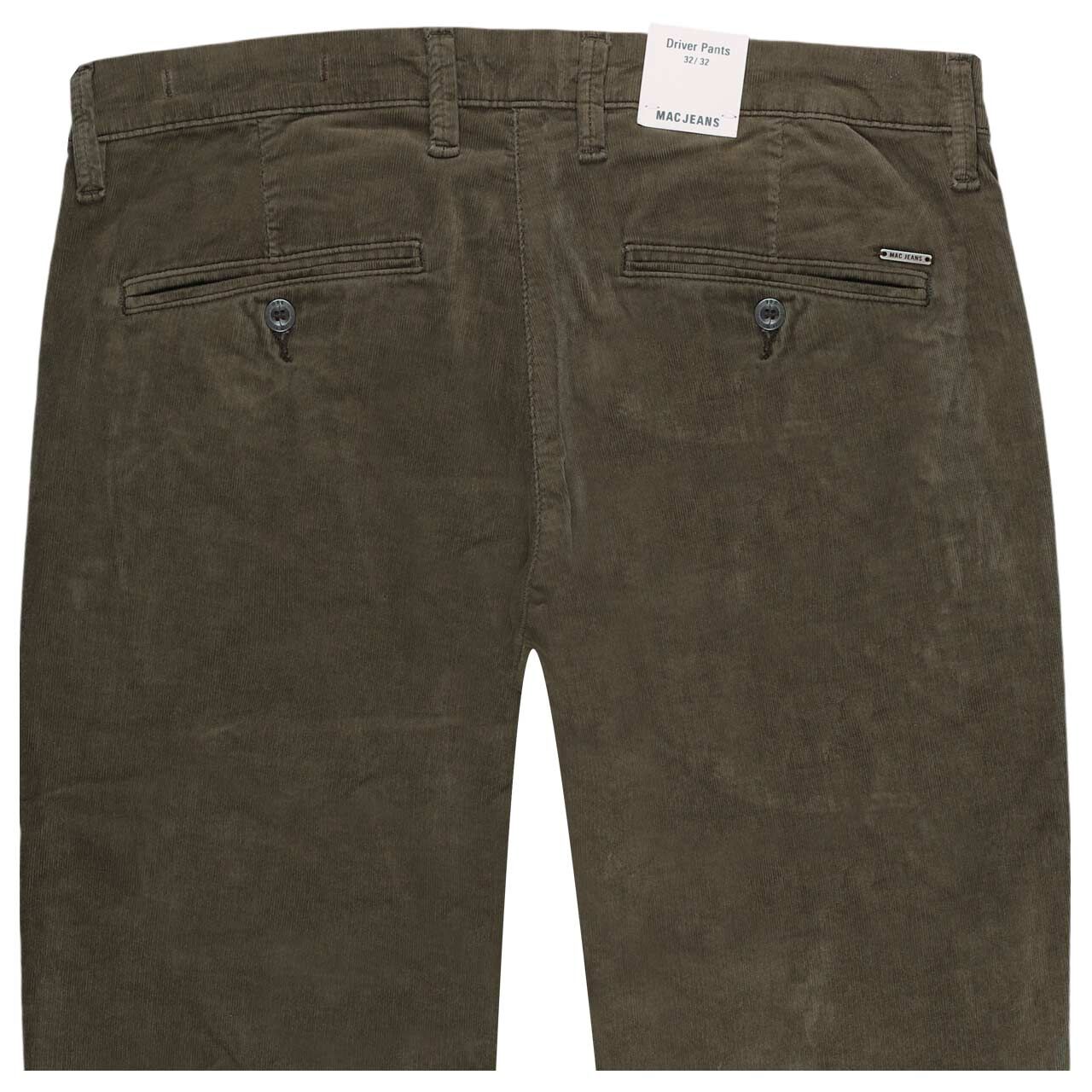 Herren Chino Cordhose Flexx Driver Pants von MAC in Grün, detailierte Rückansicht