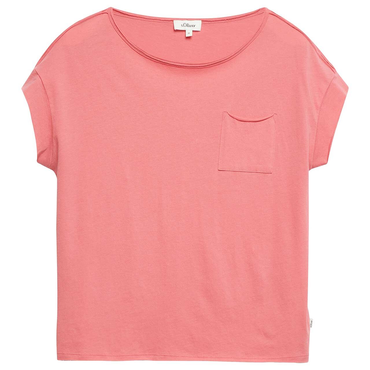 s.Oliver Damen T-Shirt marsala pink chest pocket
