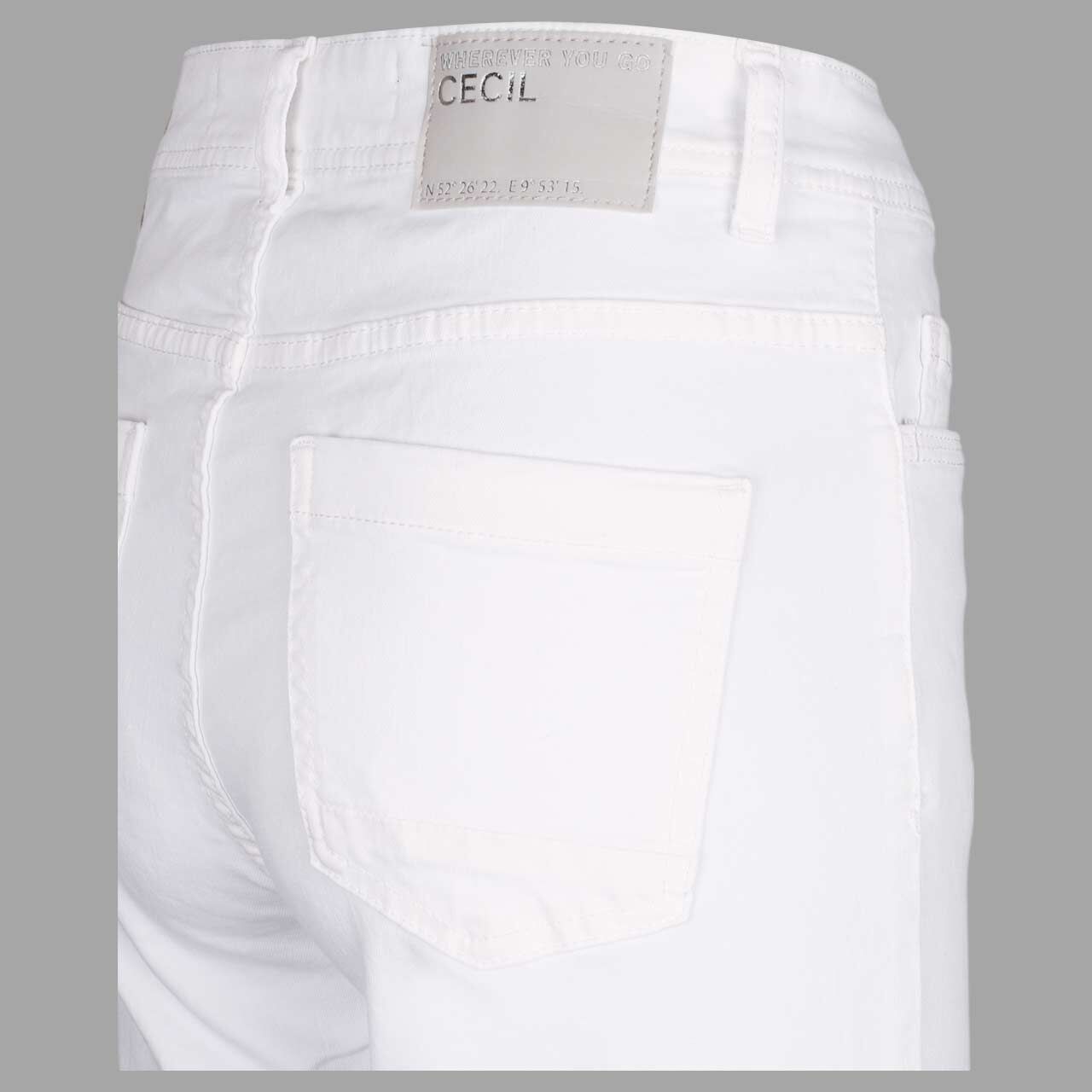 Damen Capri 3/4 Jeans Toronto von Cecil in Weiß, detaillierte Rückansicht