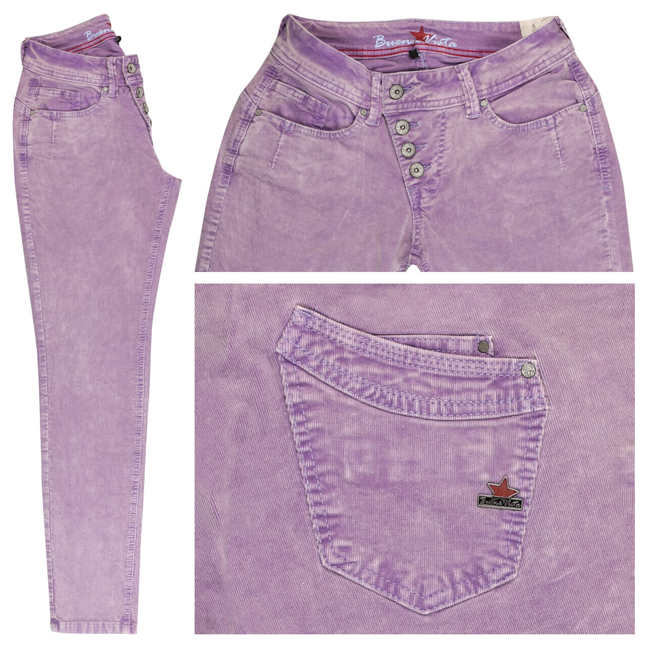 Buena Vista Malibu Cropped Fine Cord Ankle Hose violet