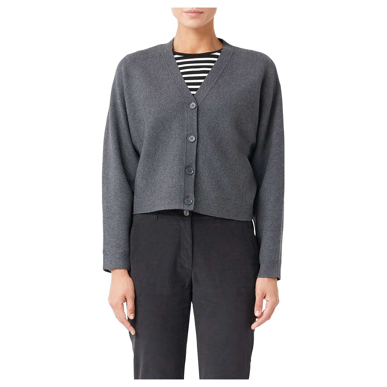 Damen Strickjacke von Comma in Dunkelgrau, Vorderansicht Model