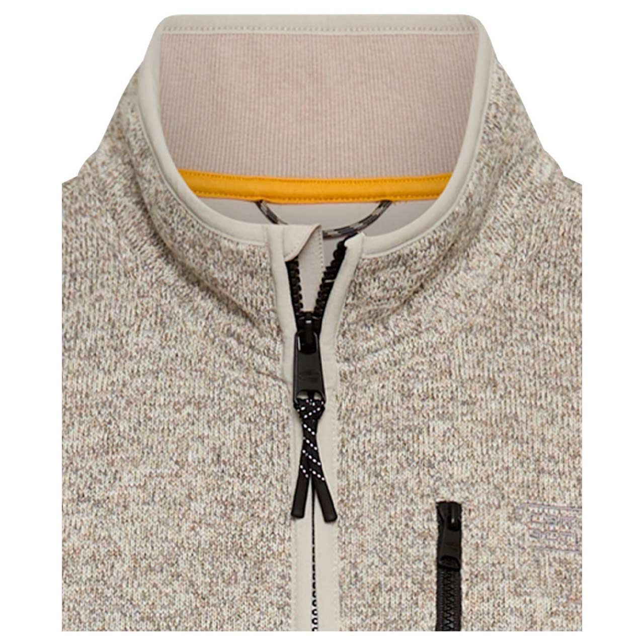 Herren Fleecejacke von Camel active in Hellbeige meliert, detaillierte Vorderansicht