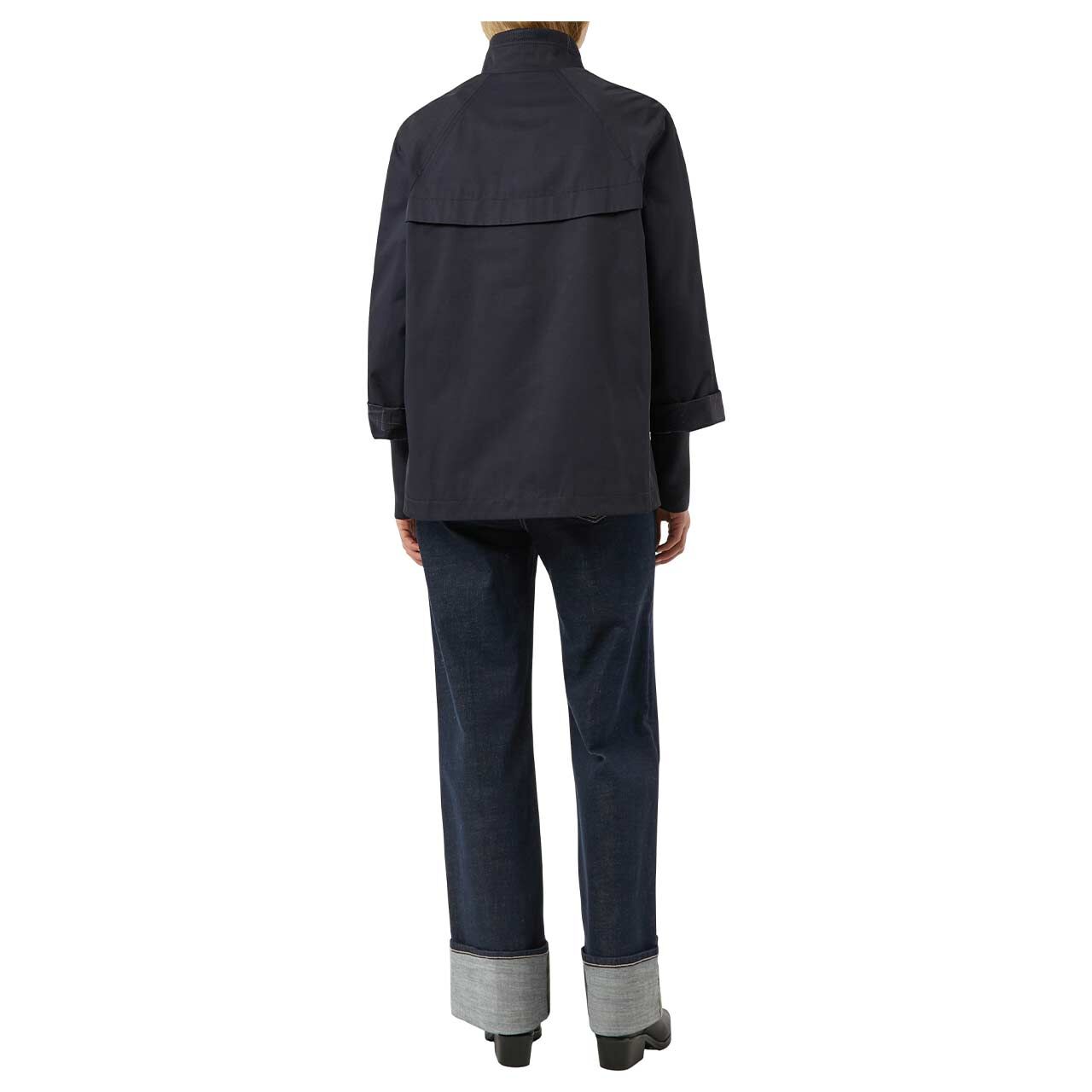 Damen Kurzmantel von Comma in Dunkelblau, Rückansicht am Model