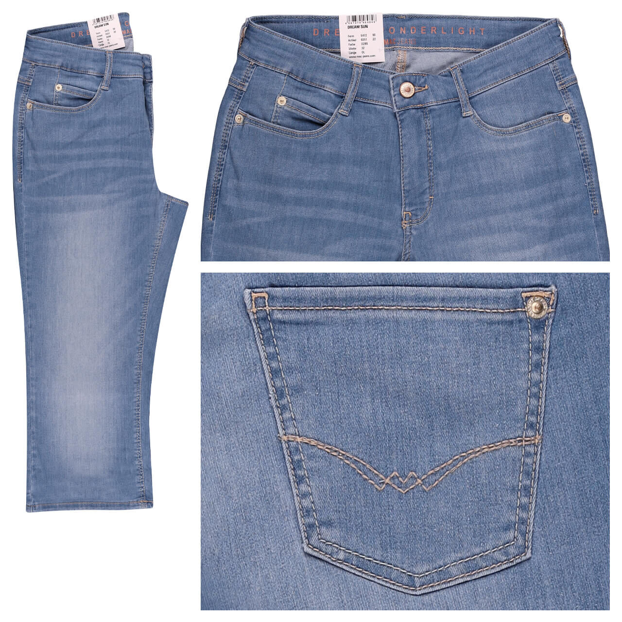 MAC Dream Sun 3/4 Jeans simple blue washed