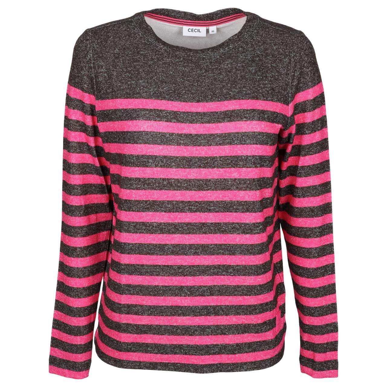 Cecil Damen Langarm Shirt Cosy Stripe truffle brown melange