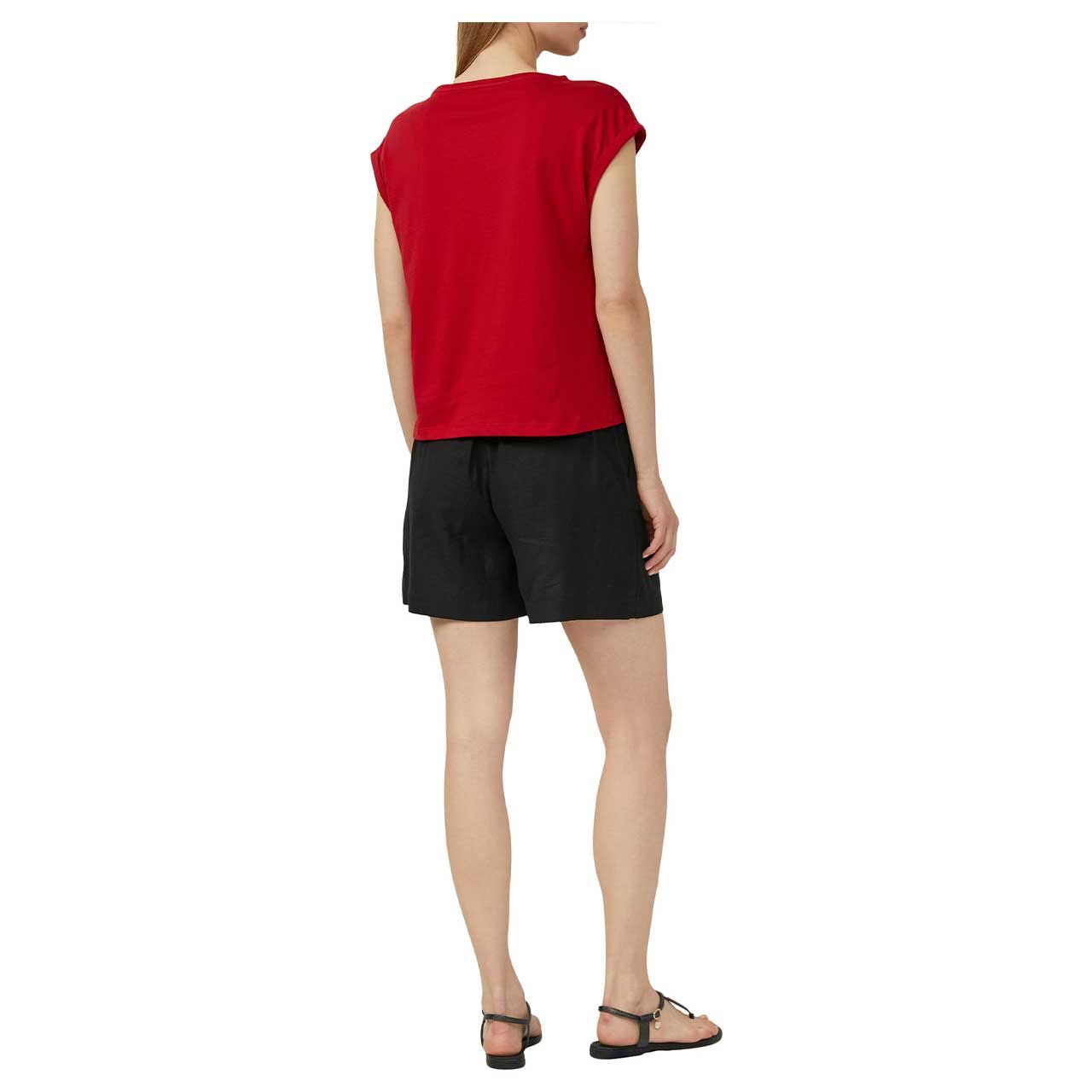 Rückansicht des Models mit dem Damen T-Shirt von s.Oliver in Rot mit Print