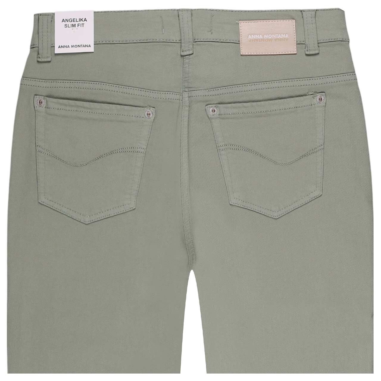 Damenjeans Angelika von Anna Montana in Olivgrün, detaillierte Rückansicht