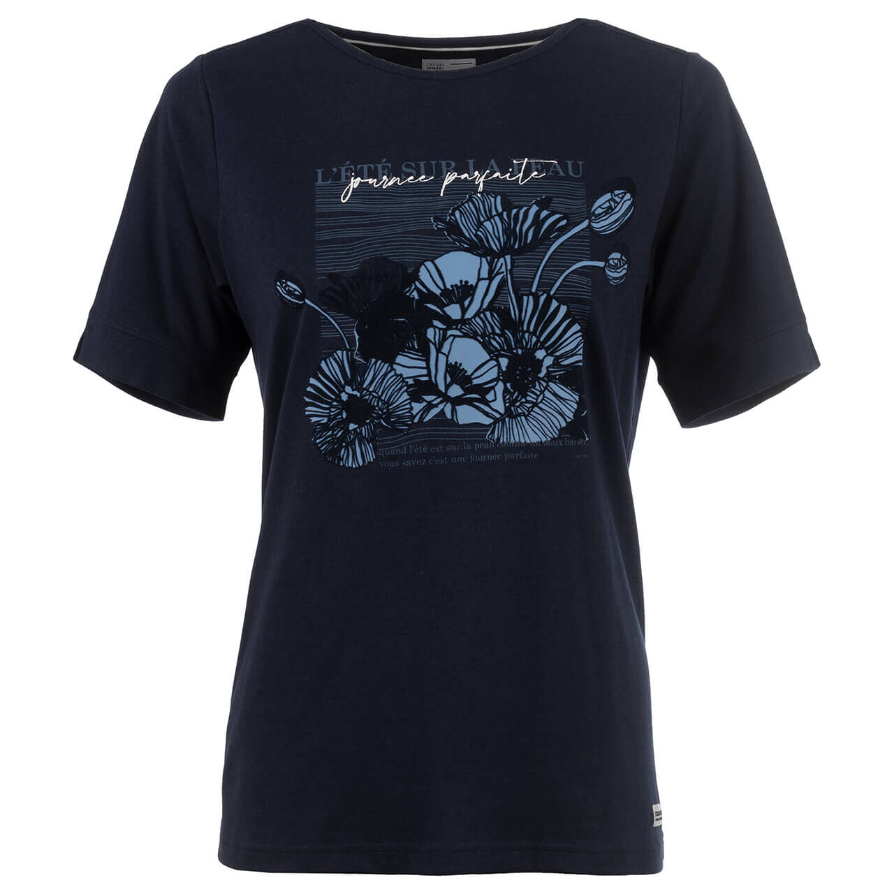 Soquesto Damen T-Shirt navy floral printed