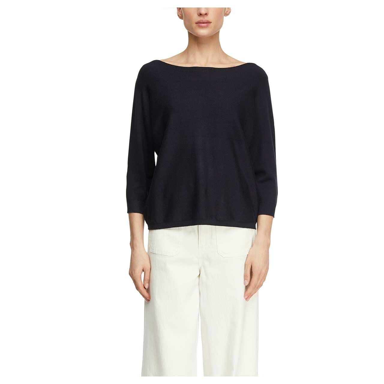 Damen 3/4 Arm Pullover von Comma in Dunkelblau, Vorderansicht am Model