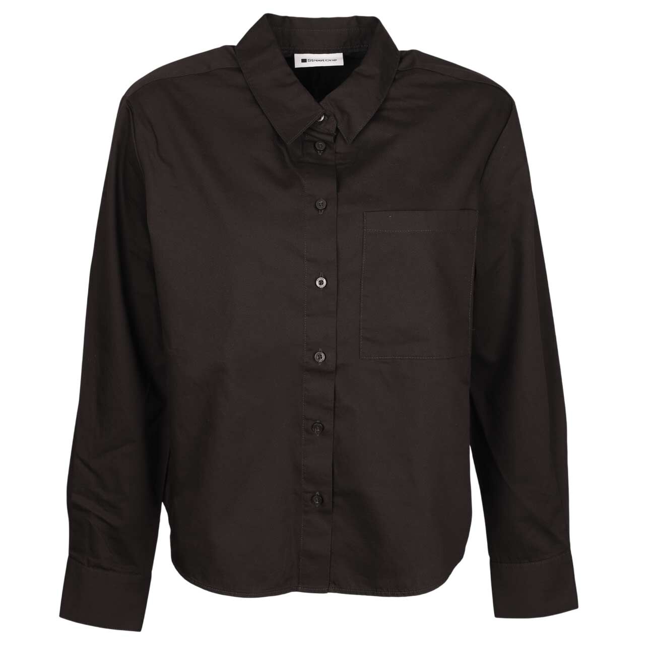 Street One Damen Langarm Bluse Cotton Shirtcollar espresso brown