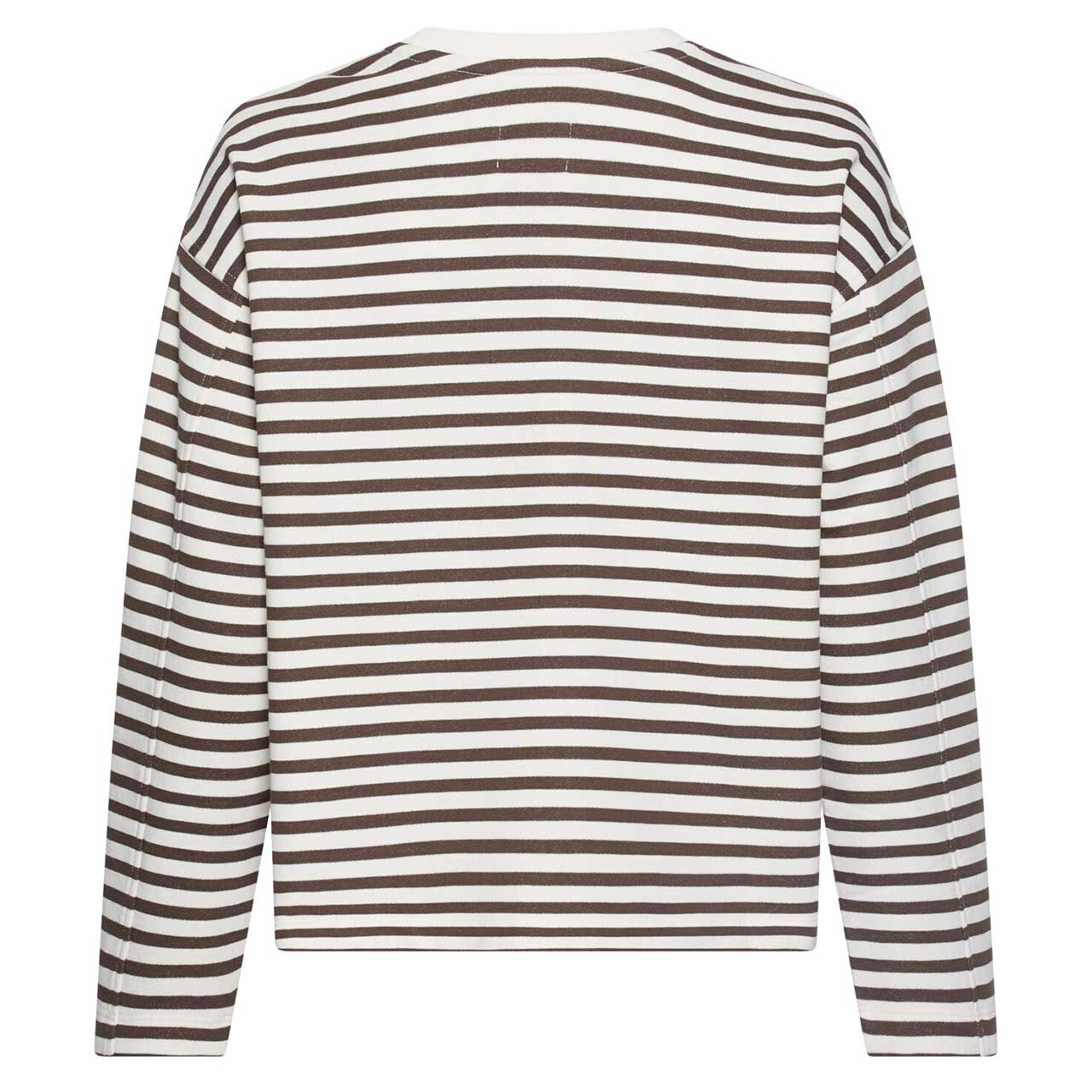 Damen Sweatshirt von Camel active in Dunkelbraun gestreift, Rückansicht