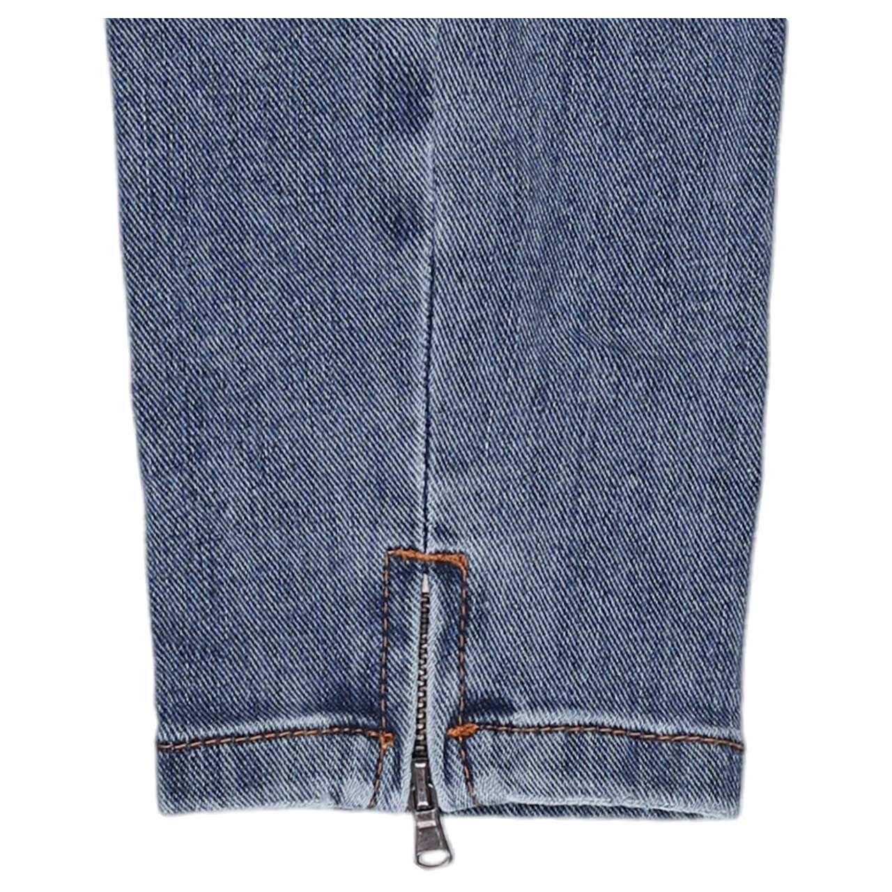 Damenjeans Italy V 7/8 Stretch Denim von Buena Vista in Blau verwaschen mit Used-Effekten, Detailansicht Saum