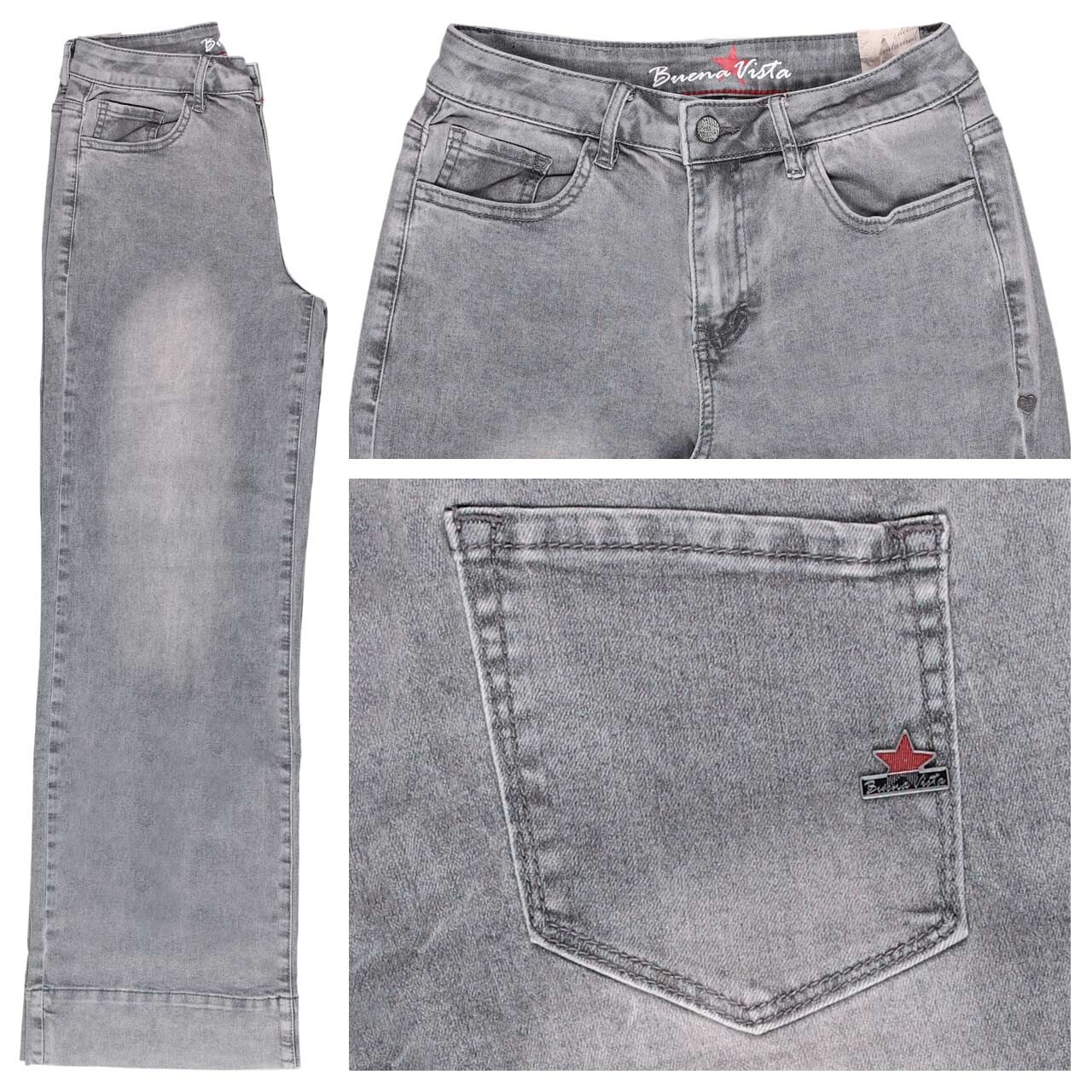 Buena Vista Wide Leg Stretch Denim Jeans light grey