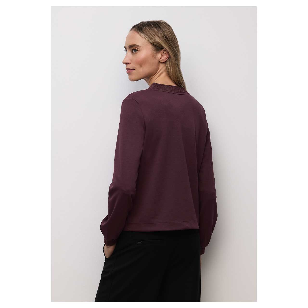 Damen Shirtjacke Shiny Interlock Jacket von Street One in Lila, Vorderansicht am Model