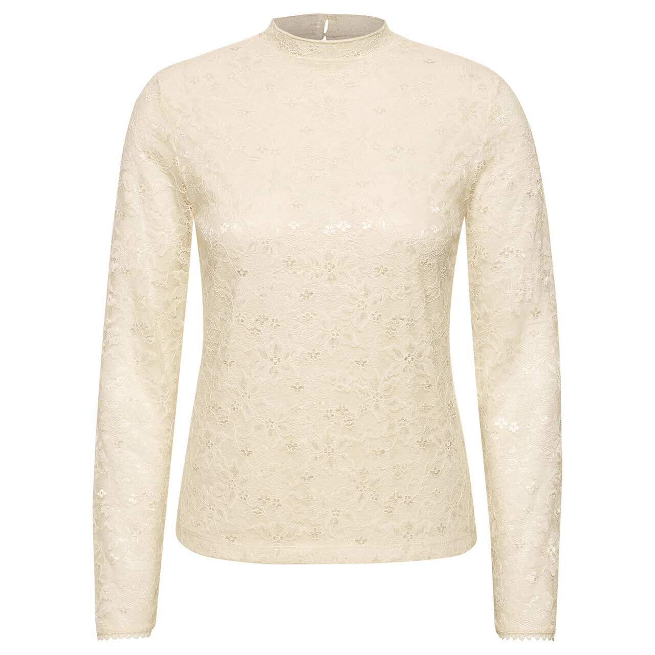 Street One Damen Langarm Shirt Lace Turtle Neck pure beige