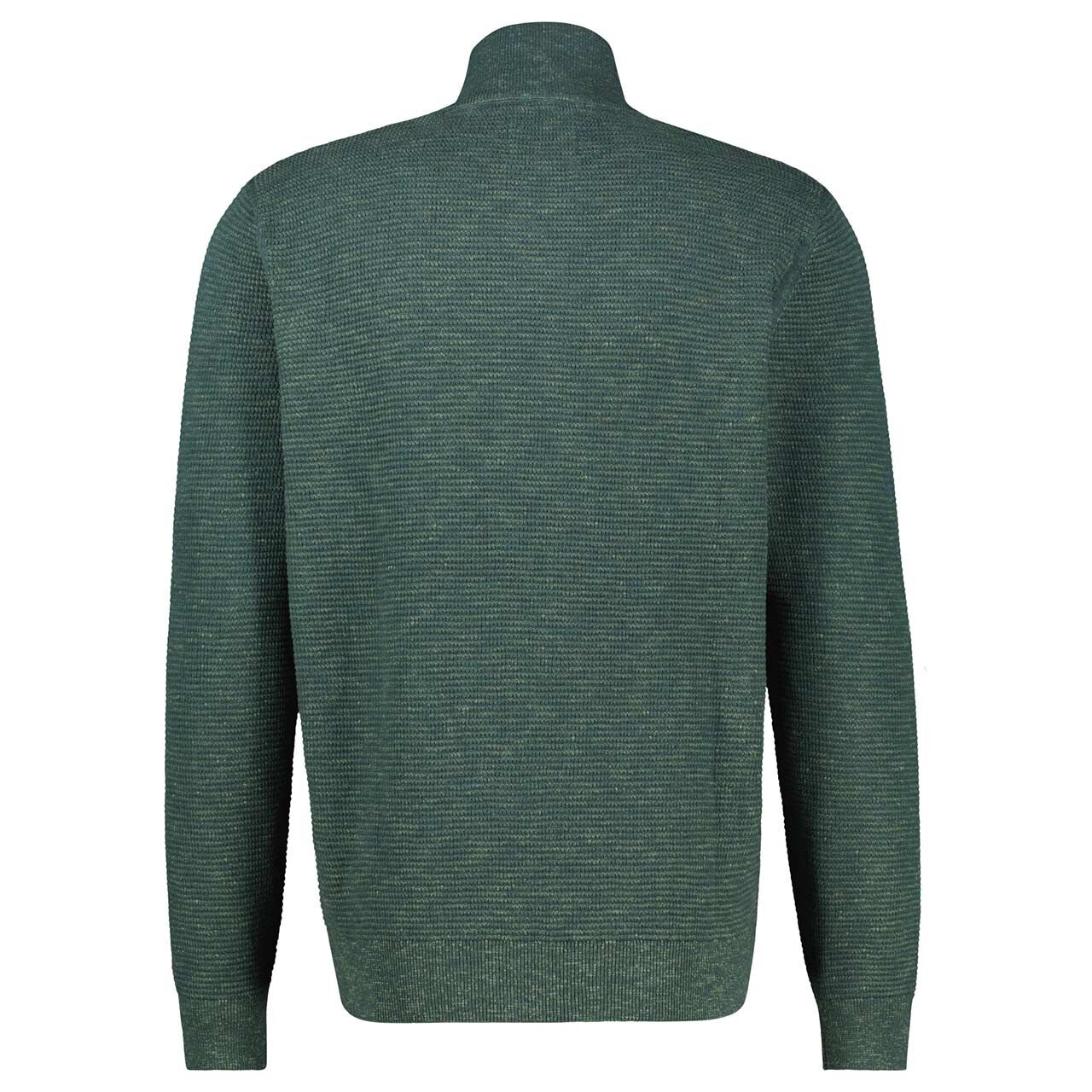 Herren Strickjacke von Lerros in Dunkelgrün meliert, Rückansicht
