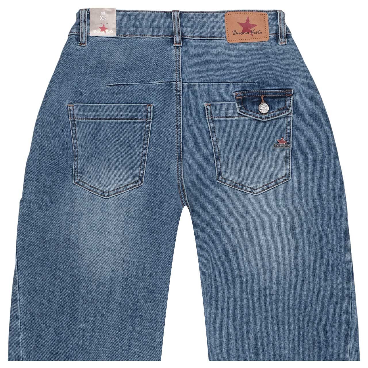 Damenjeans Barrel-B 7/8 Stretch Denim von Buena Vista in Hellblau angewaschen, detaillierte Rückansicht