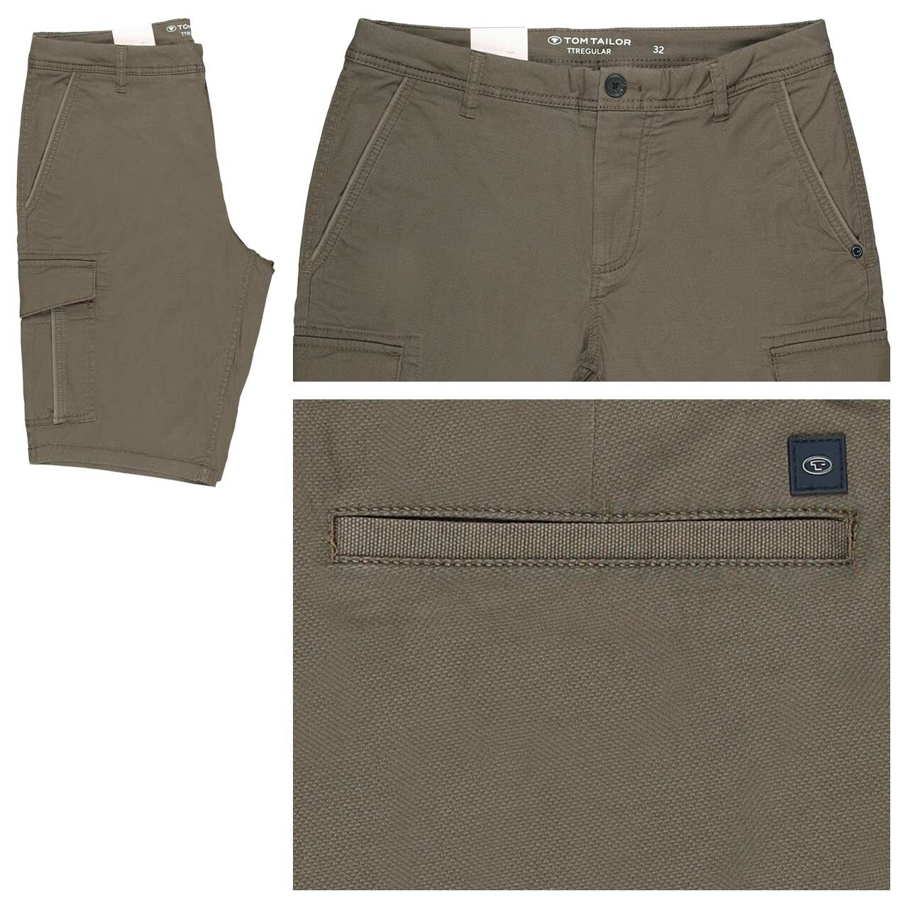 Tom Tailor Cargo Baumwoll Bermuda olive triangle print Tom Tailor Cargo Baumwoll Bermuda olive triangle print