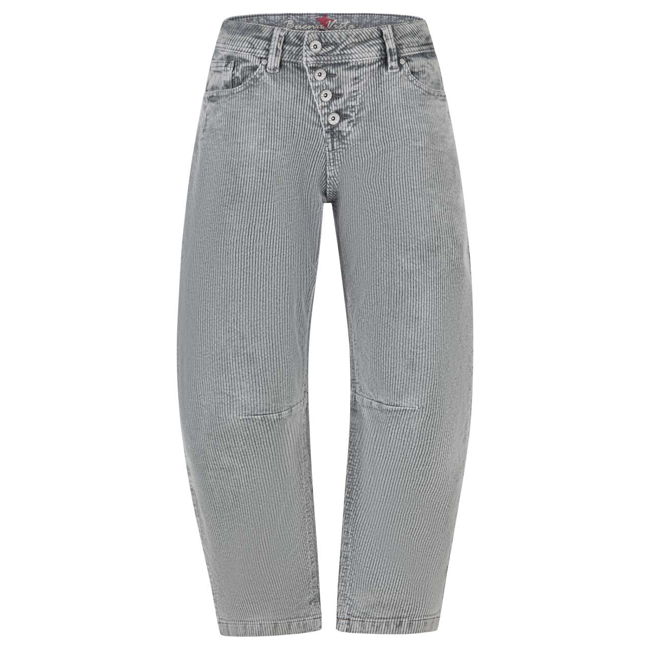 Damen Cordhose Malibu 7/8 Relaxed Corduroy von Buena Vista in Grau angewaschen, Vorderansicht