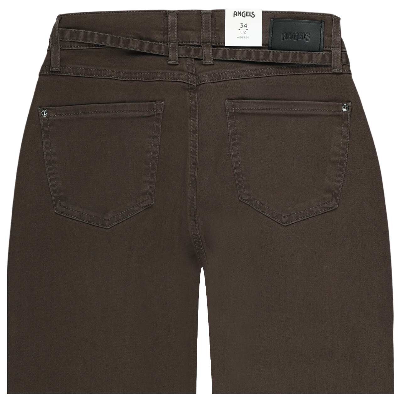 Stretch Damenjeans Liz City von Angels in Dunkelbraun, detaillierte Rückansicht