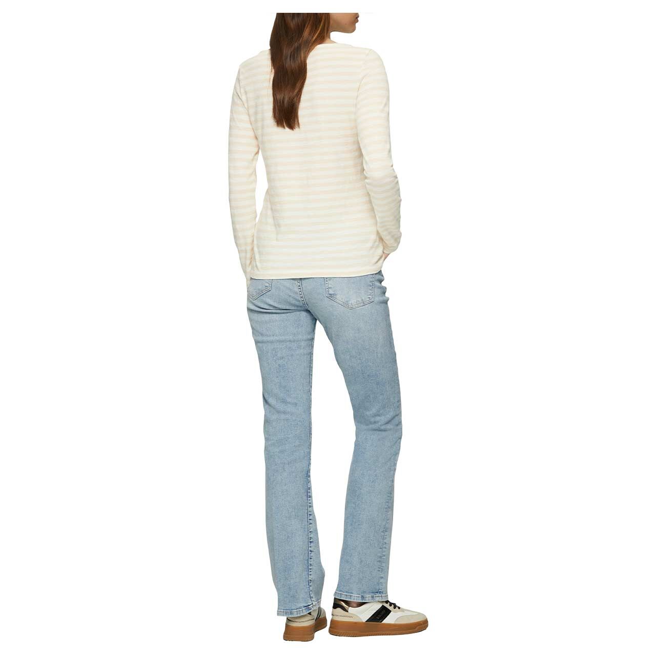s.Oliver Damen Langarm Shirt light beige white striped