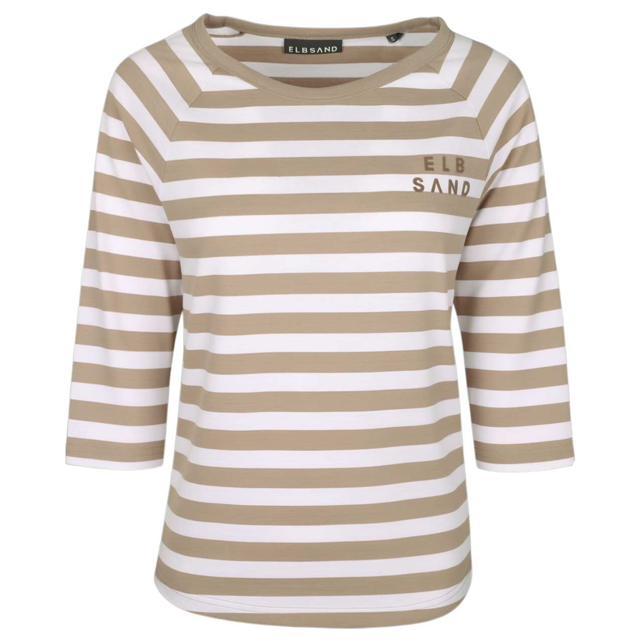 Elbsand Damen 3/4 Arm Shirt Celin camel bright white stripe