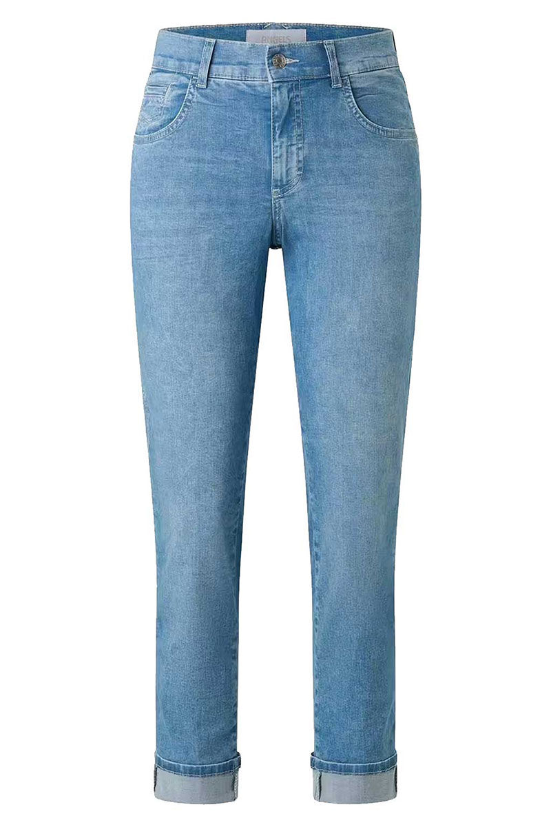 Vorderansicht der Angels Darleen Damenjeans in Blau