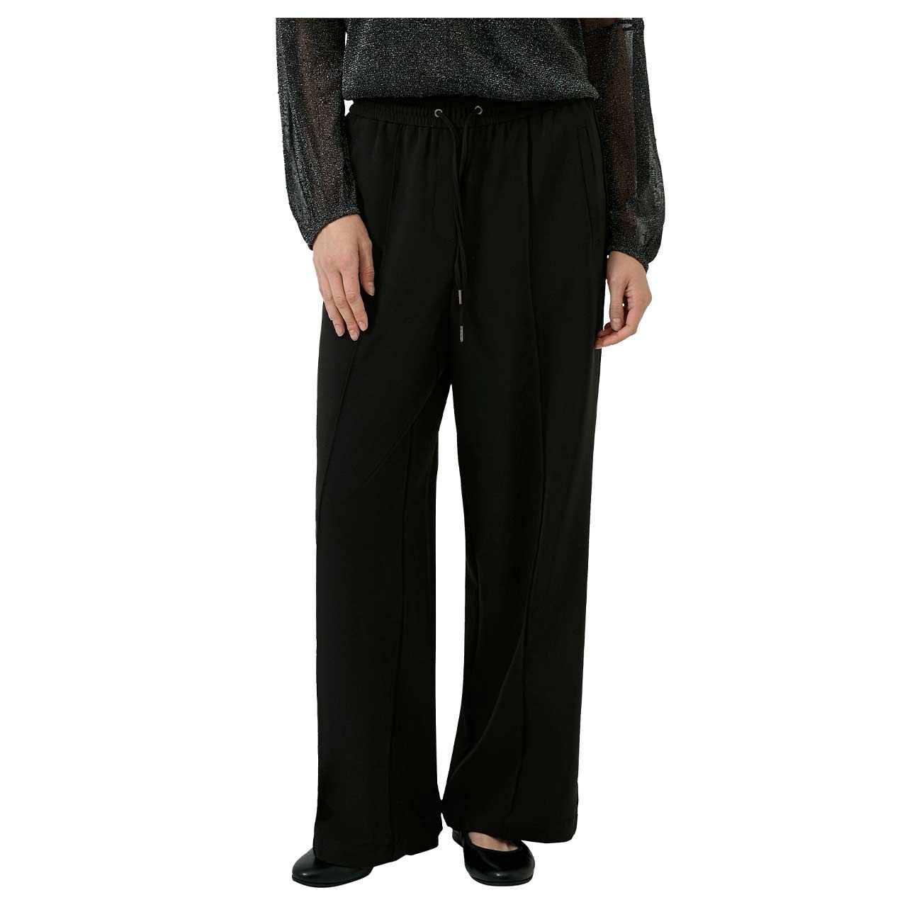 Damen Wideleg Hose von s.Oliver in Schwarz, Vorderansicht am Model