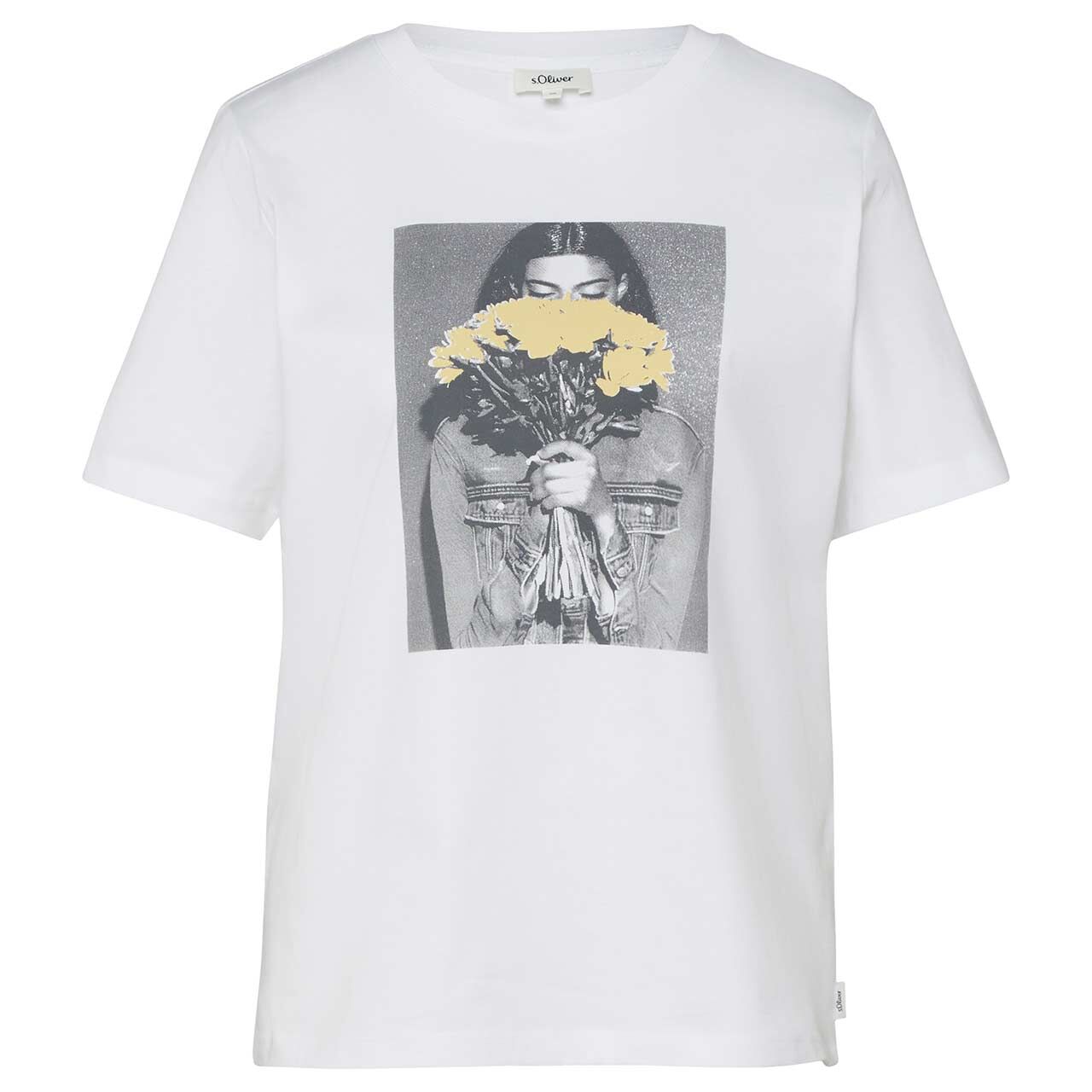 s.Oliver Damen T-Shirt white placed grey print