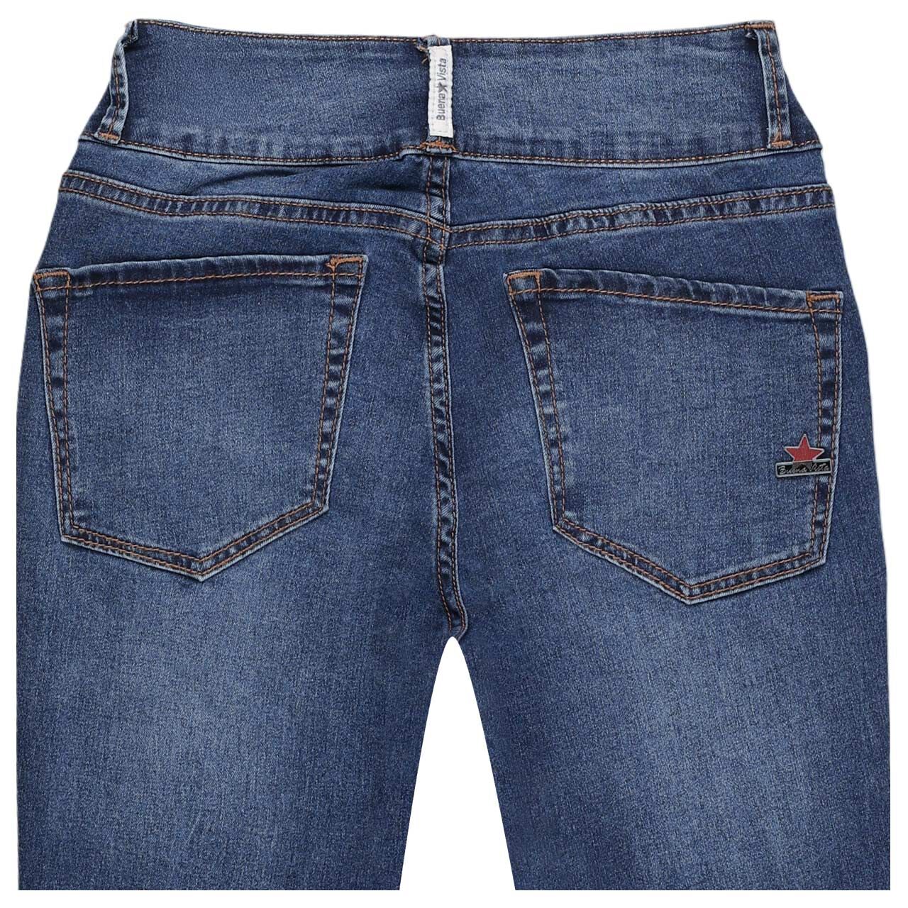 Stretch Denim Jeans Tummyless von Buena Vista in Mittelblau angewaschen, detaillierte Rückansicht