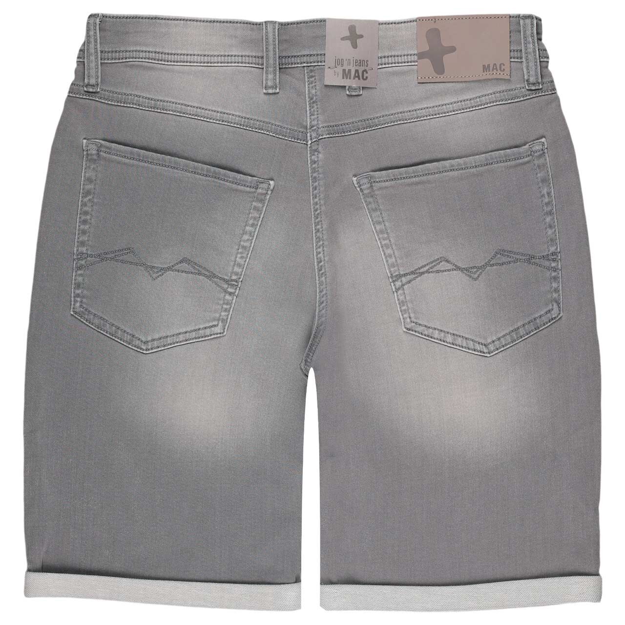 Herren Bermuda Jogn Jeans von MAC in Hellgrau angewaschen, detaillierte Rückansicht